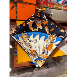 Replica Hermes Blue Gold Floral 90cm Silk Scarf