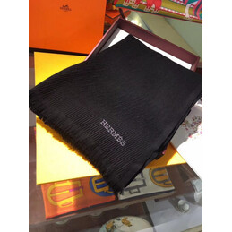 Replica Hermes Black Wool Knit Scarf
