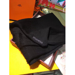 Replica Hermes Black Wool Knit Scarf