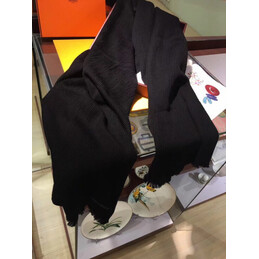Replica Hermes Black Wool Knit Scarf