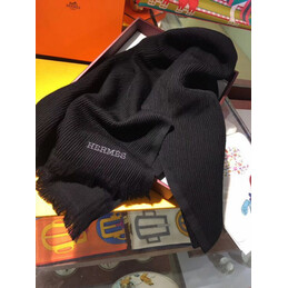 Replica Hermes Black Wool Knit Scarf