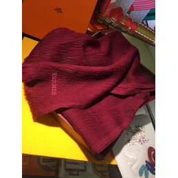 Replica Hermes Burgundy Wool Knit Scarf