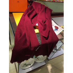 Replica Hermes Burgundy Wool Knit Scarf