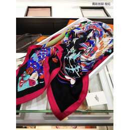 Replica Hermes Pink Multicolor Graphic 90cm Silk Scarf