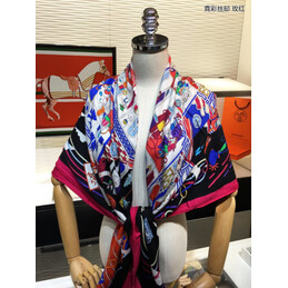 Replica Hermes Pink Multicolor Graphic 90cm Silk Scarf