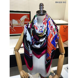 Replica Hermes Pink Multicolor Graphic 90cm Silk Scarf