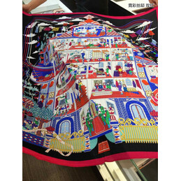 Replica Hermes Pink Multicolor Graphic 90cm Silk Scarf
