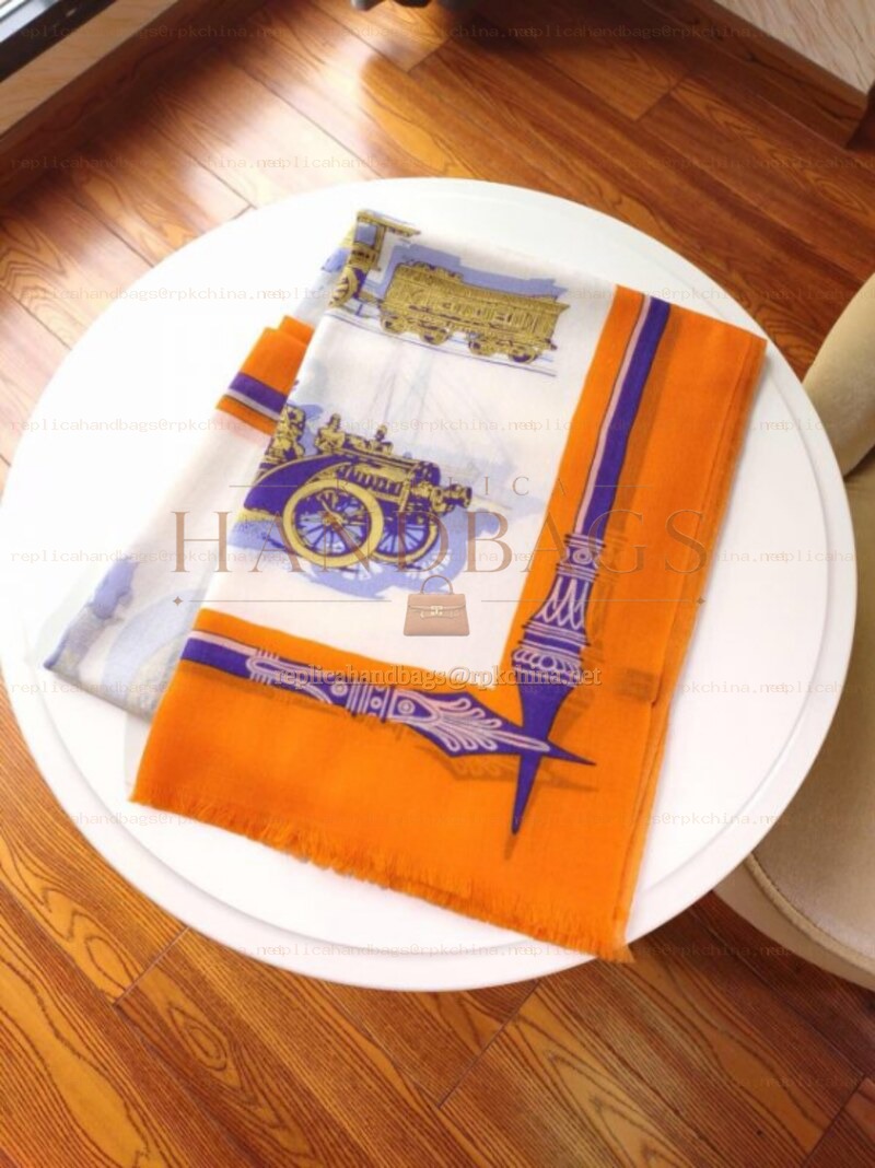 Replica Hermes Orange Border 90cm Silk Scarf