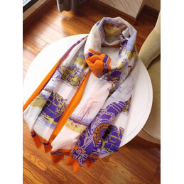 Replica Hermes Orange Border 90cm Silk Scarf