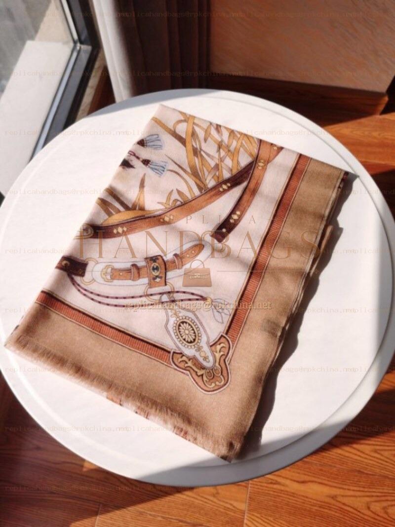 Replica Hermes Beige Horse Print 90cm Silk Scarf