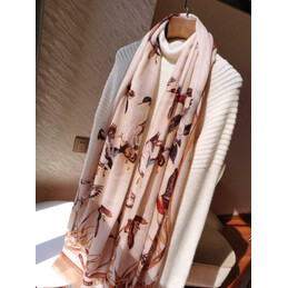 Replica Hermes Beige Horse Print 90cm Silk Scarf