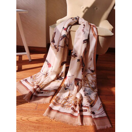Replica Hermes Beige Horse Print 90cm Silk Scarf