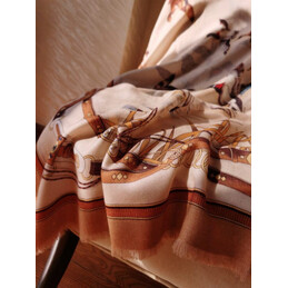 Replica Hermes Beige Horse Print 90cm Silk Scarf