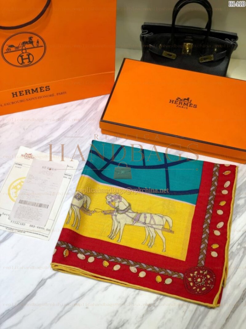 Replica Hermes Green Buckle Print 90cm Silk Scarf