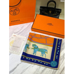 Replica Hermes Blue Horse Print 90cm Silk Scarf
