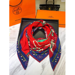 Replica Hermes Red Horse Print 90cm Silk Scarf