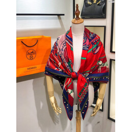 Replica Hermes Red Horse Print 90cm Silk Scarf