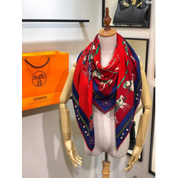 Replica Hermes Red Horse Print 90cm Silk Scarf