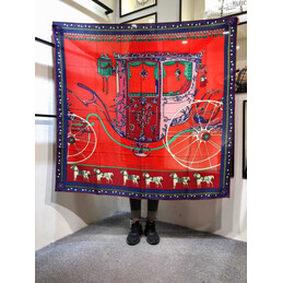 Replica Hermes Red Horse Print 90cm Silk Scarf