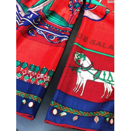 Replica Hermes Red Horse Print 90cm Silk Scarf