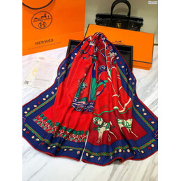Replica Hermes Red Horse Print 90cm Silk Scarf