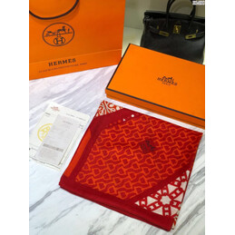 Replica Hermes Red Monogram 90cm Silk Scarf