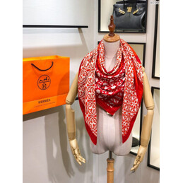 Replica Hermes Red Monogram 90cm Silk Scarf