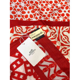 Replica Hermes Red Monogram 90cm Silk Scarf