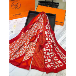 Replica Hermes Red Monogram 90cm Silk Scarf