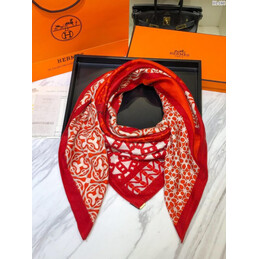 Replica Hermes Red Monogram 90cm Silk Scarf