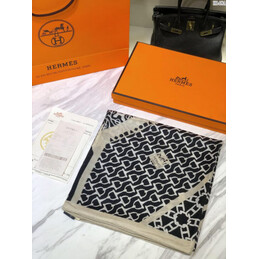 Replica Hermes Black Monogram 90cm Silk Scarf