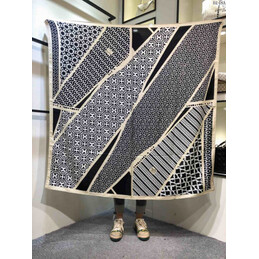 Replica Hermes Black Monogram 90cm Silk Scarf