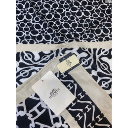 Replica Hermes Black Monogram 90cm Silk Scarf
