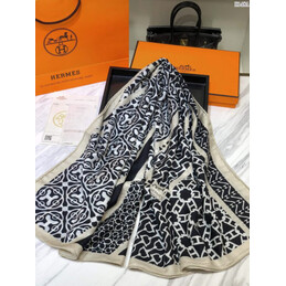 Replica Hermes Black Monogram 90cm Silk Scarf