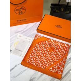 Replica Hermes Orange Monogram 90cm Silk Scarf