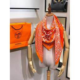 Replica Hermes Orange Monogram 90cm Silk Scarf