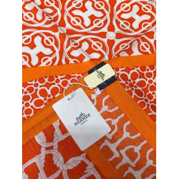 Replica Hermes Orange Monogram 90cm Silk Scarf