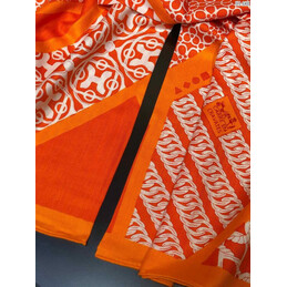 Replica Hermes Orange Monogram 90cm Silk Scarf
