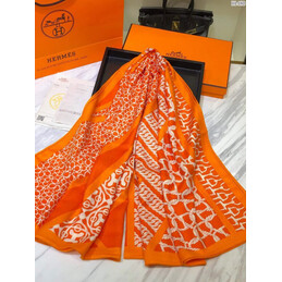 Replica Hermes Orange Monogram 90cm Silk Scarf