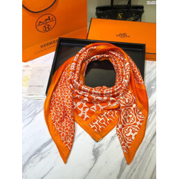 Replica Hermes Orange Monogram 90cm Silk Scarf
