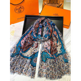 Replica Hermes Blue Medallion 90cm Silk Scarf