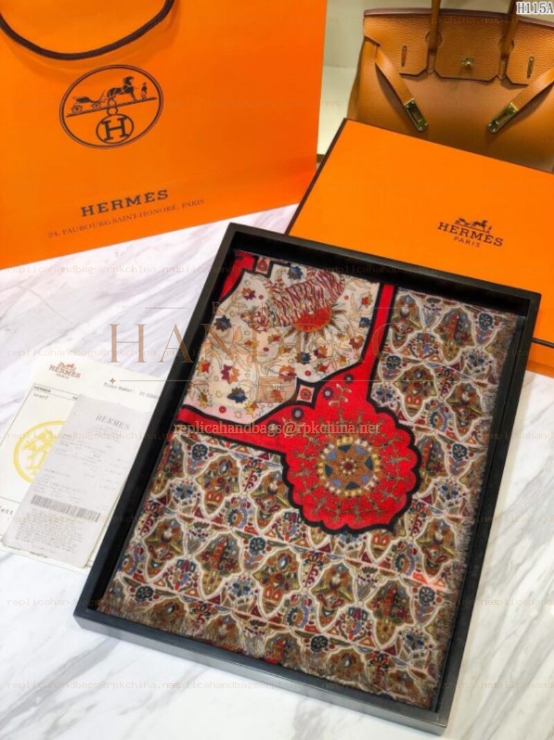 Replica Hermes Red Medallion 90cm Silk Scarf
