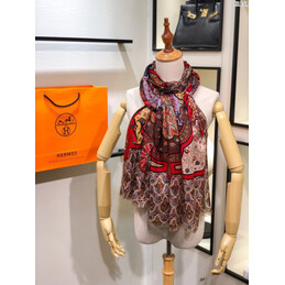 Replica Hermes Red Medallion 90cm Silk Scarf