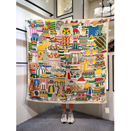 Replica Hermes White Carousel 90cm Silk Scarf