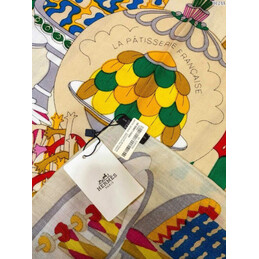 Replica Hermes White Carousel 90cm Silk Scarf