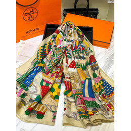 Replica Hermes White Carousel 90cm Silk Scarf