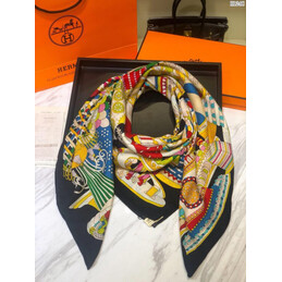 Replica Hermes Black Carousel 90cm Silk Scarf