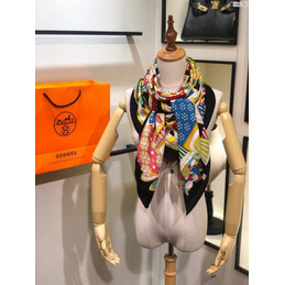 Replica Hermes Black Carousel 90cm Silk Scarf