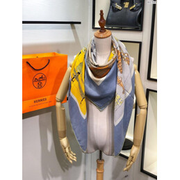 Replica Hermes Gray Buckle Print 90cm Silk Scarf