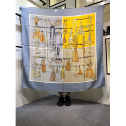 Replica Hermes Gray Buckle Print 90cm Silk Scarf
